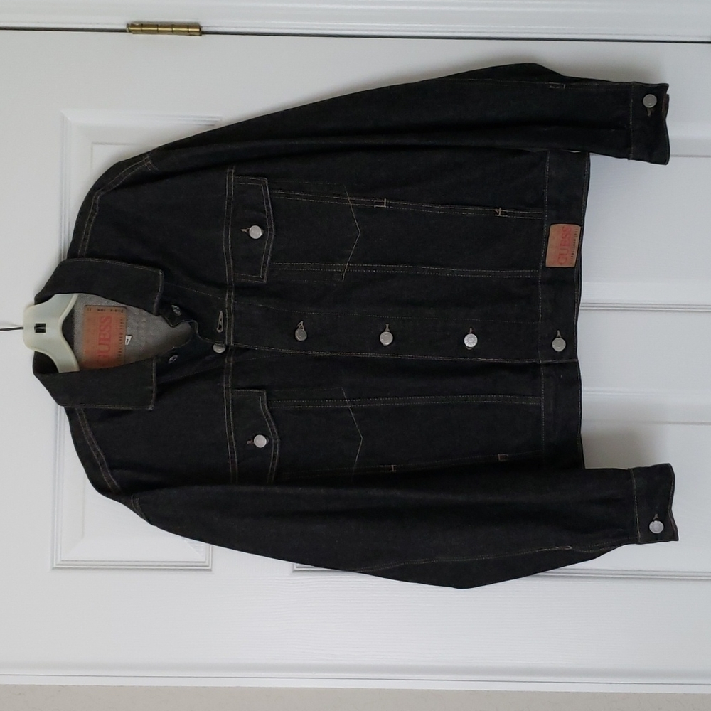 90's Vintage Guess U.S.A. Men's Black Denim Jean Jacket size M
